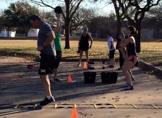 An outdoor circuit at a coed class.