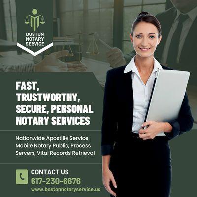 Nationwide Apostille Service, Mobile Notary Public, Process Server and Massachusetts Vital Records Retrieval