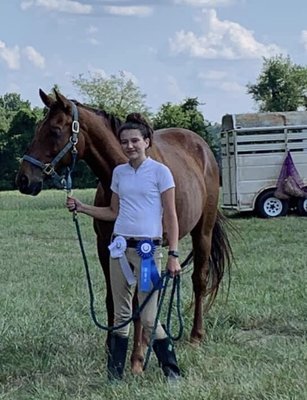 Rehabilitated OTTB turned showhorse