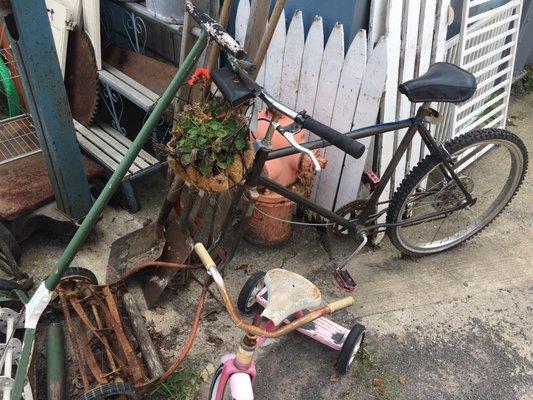 That's a bicycle-powered lawn mower.