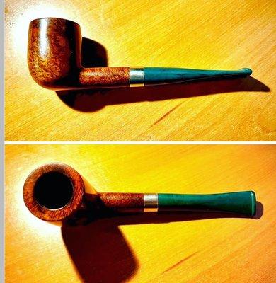 An old estate pipe gets a new life with a custom stem in pine green and a shank ring by Rich Messineo at Briarville