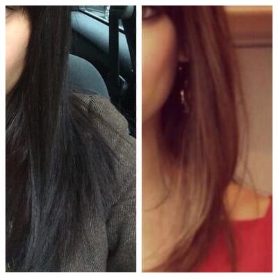 Left: color my hair was dyed Right: color I wanted