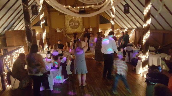 During a Wedding Reception here at The Clever Barn..dancing, sitting around the bonfire, hanging out on our covered deck, and more