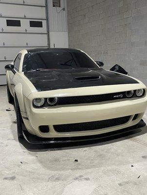 full color change on widebody hellcat in gloss cheetahwrap sand storm