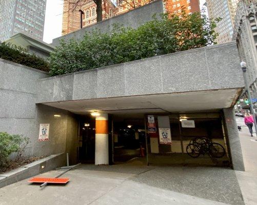 Street entrance to garage