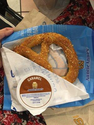 Almond pretzel with caramel dip. 9/11/16