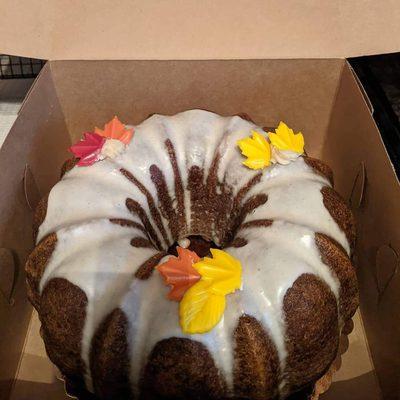 Cinnamon Pumpkin Bundt Cake. We also ordered a Pumpkin Pie with vanilla bean whipped cream. Both were absolutely delicious.