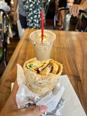 Breakfast Burrito & Iced Vanilla Latte