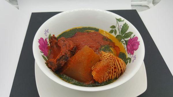 Gbegiri and Ewedu soup with Assorted Meats