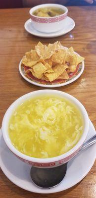 Egg drop soup with crunchies