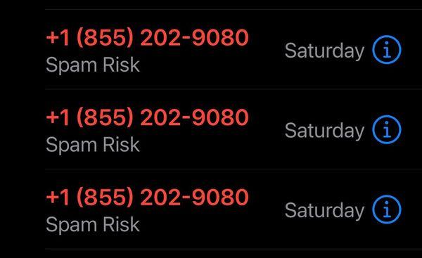 Please note this phone number is already in the spam risk