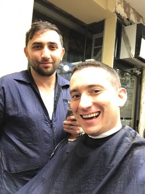 Getting a haircut from Roman!