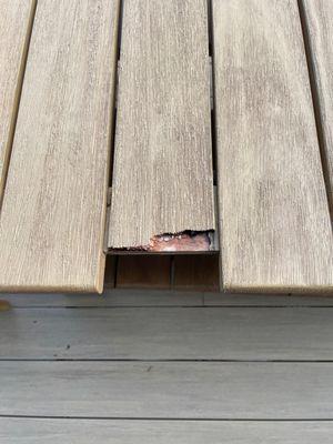 Wood slat that warped and broke off in middle of table