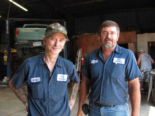 L-R....Allen, mechanic & owner, Paul of Pauls' Automotive.