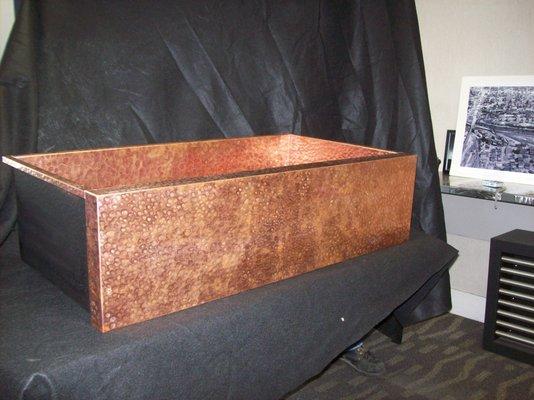 Hand hammered copper sink