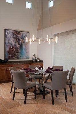 Round dining tables are the best for entertaining and encourage great conversations.