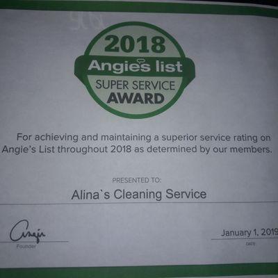 Angie's List Super Service award winning  for a fifth time in a row !!