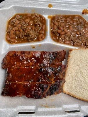 Slappin' Rib Plate with Baked Beans