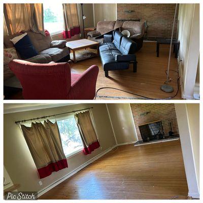 Before and after living room clean-out!