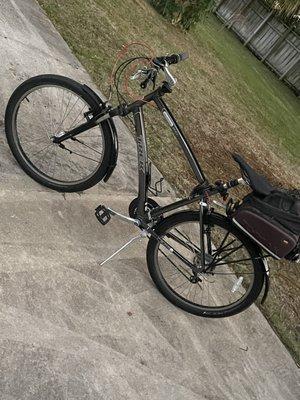 Carvelle added all the extras: finder, bag, bell, peddles, tougher tires! Changed the seat!