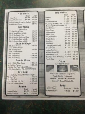 Menu side 1 of 2