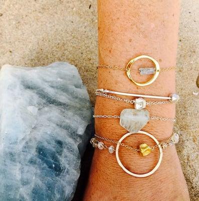 Aquamarine Bracelets.  Goddess of the Sea. Great for courage, creativity, and wisdom.