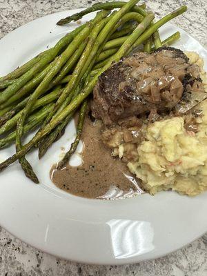 Lobster Mash, Filet Minion, and Asparagus. Sorry, if my playing isn't perfect - the meal was delicious.