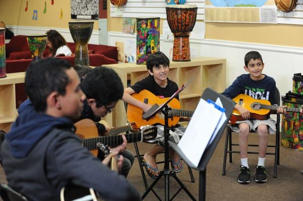 Group guitar class. Jammin' Music offers more group classes and private lesson options than any other center in Long Beach!