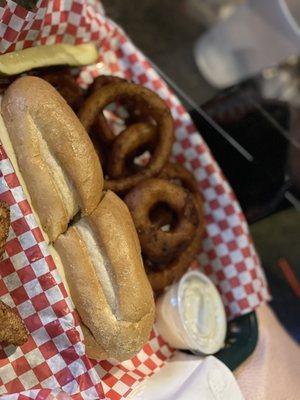 Italian melt with onion rings'