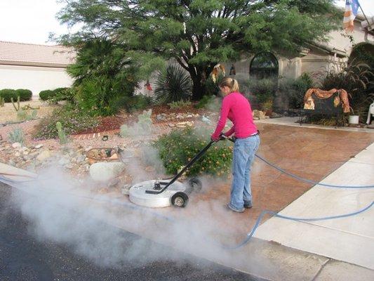 Deep lean and remove stains from your sidewalks and entryways.