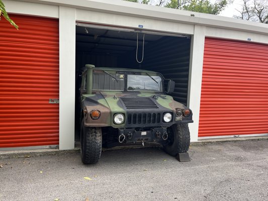 Secure covered vehicle storage, no critters chewing on vehicle wiring.....