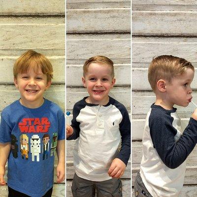 "We are family"  We love when the littles come in for cuts too!! Check out this before and after done by our team member Alita!