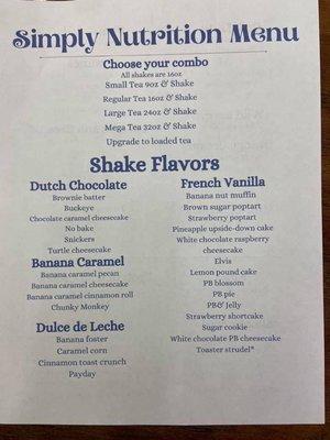 Shake flavors