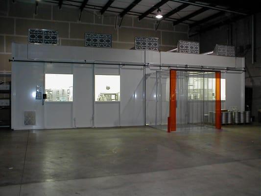 Completed and certified class 1,000 (ISO 6) modular hardwall cleanroom with exterior anteroom.