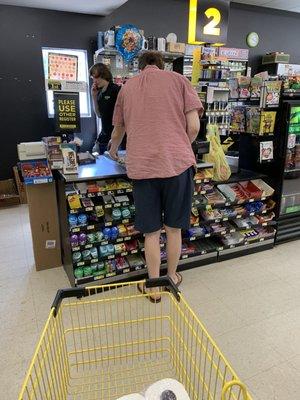 This is the idiot who lost their card and paid for cigarettes in Quarters. Notice the bag to the right that they didn't get