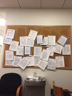 Some decorative art in the office. Who doesn't want to look at yellowed articles on neurology on a bulletin board?