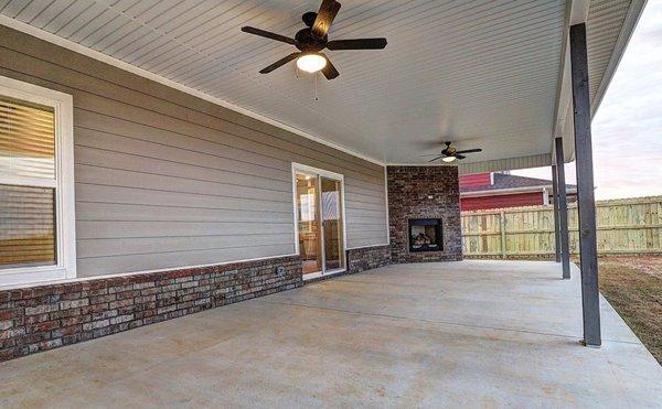 Covered patio's with fireplace fun.