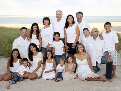 Large, multi-generational family group photos on Cape Cod, a specialty