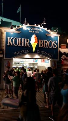 Lines abound in summer at kohr frozen custard shops along the boardwalk.