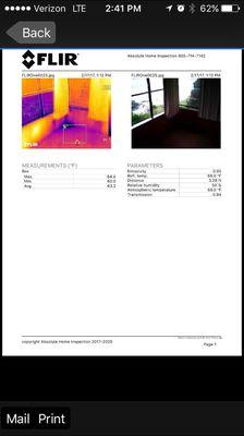 Sample page of the infrared report.