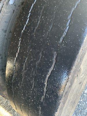 Rear tires on a CDL pre trip are required to be 2/32 tread. These are not up to DOT standards.