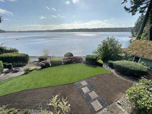 Artificial Turf Install, Paver Step Stone Walkway