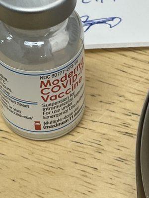 Unattended Moderna vaccine.