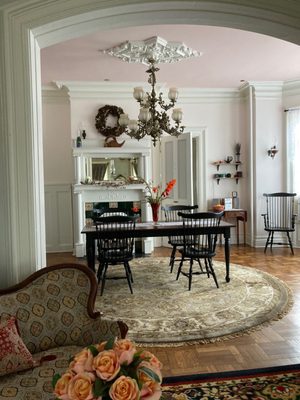 View from the parlor into the dining room