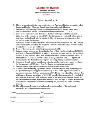 Laughable Rental Agreement Addendum