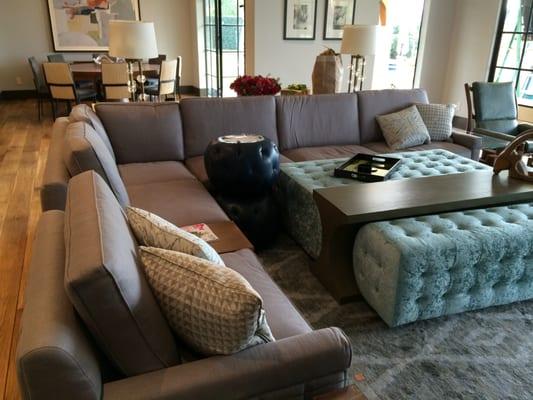 Large coffee table with biscuit tufting