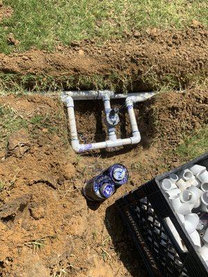 Sprinkler repair.