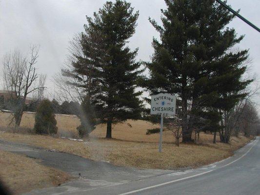 Entering Cheshire sign from Adams.