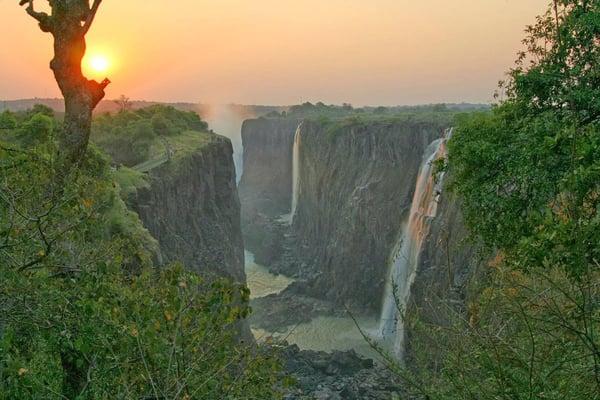 The beautiful Victoria Falls in Zimbabwe.