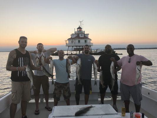 The Marylander at Thomas Point Light House after a days catch!